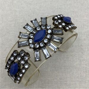J. Crew Gold and Blue Crystal Bracelet on Clear Cuff